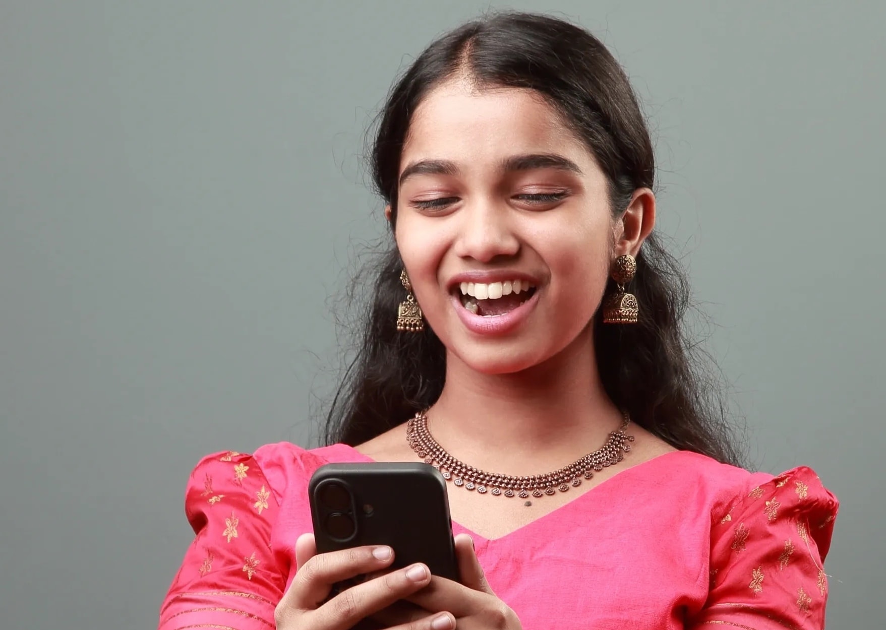 Teen portrait with phone